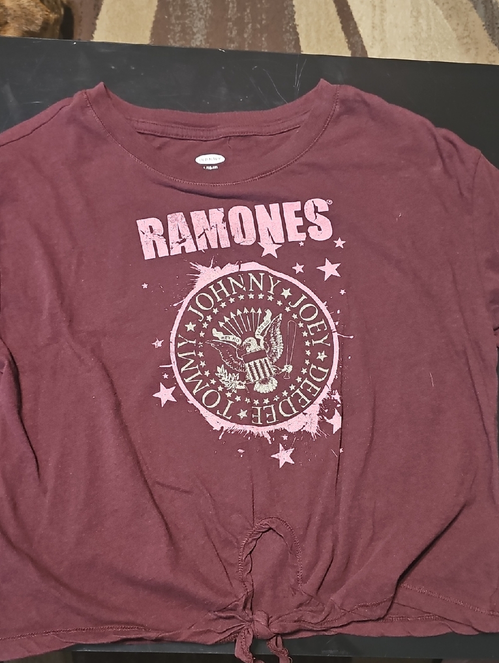Old Navy Maroon Ramones Graphic Crop Top